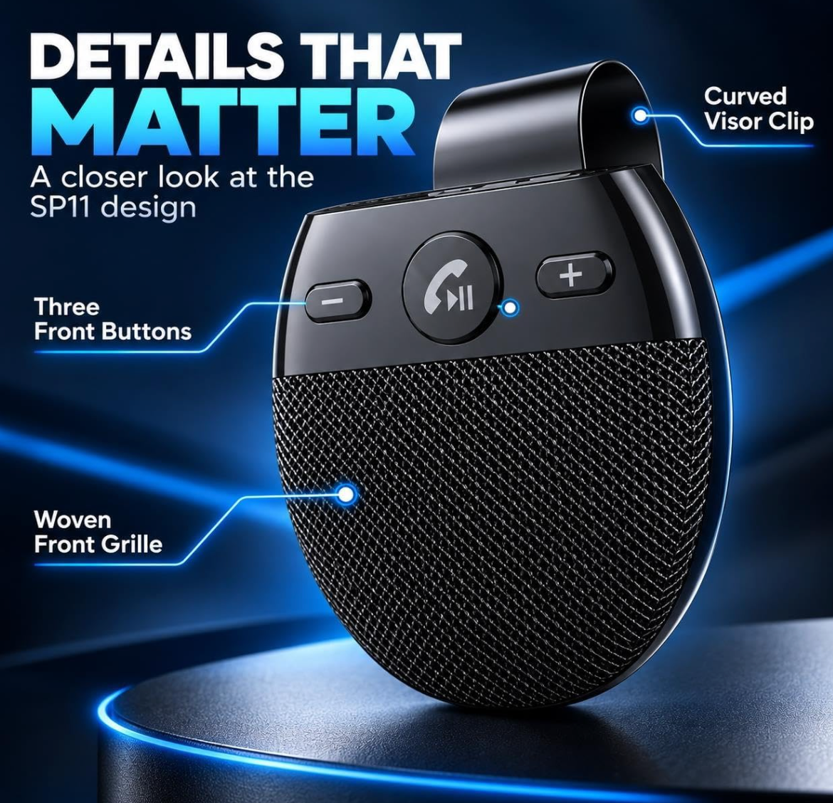 Wireless Bluetooth Sun Visor Handsfree Speaker