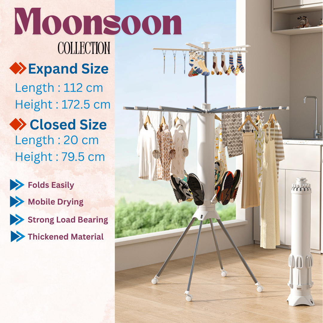 Multifunctional Foldable Rotary Clothes Drying Rack Stand