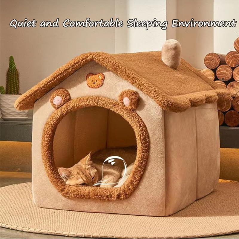 Pet House Bed with Secure Comfort Plush Cozy Space