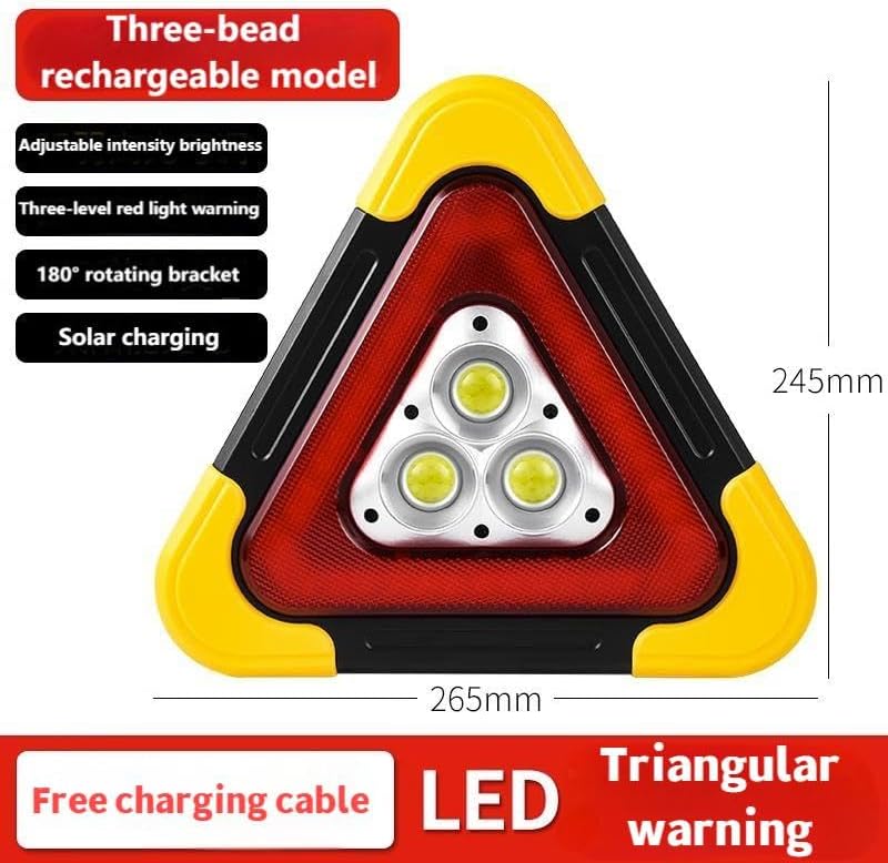 Solar LED Emergency Triangle – Safety Light for Vehicles