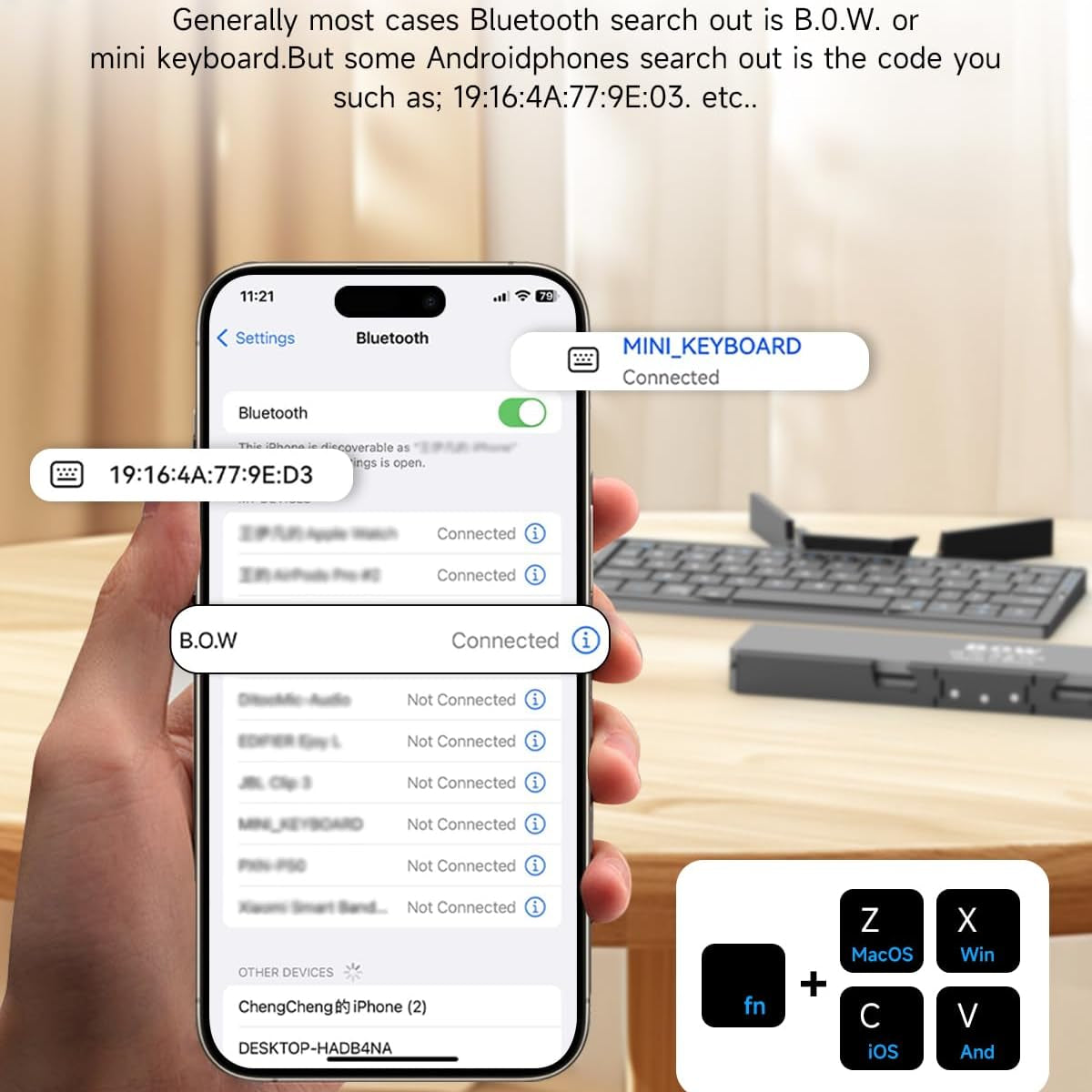 Foldable Bluetooth Keyboard with Magnetic Stand