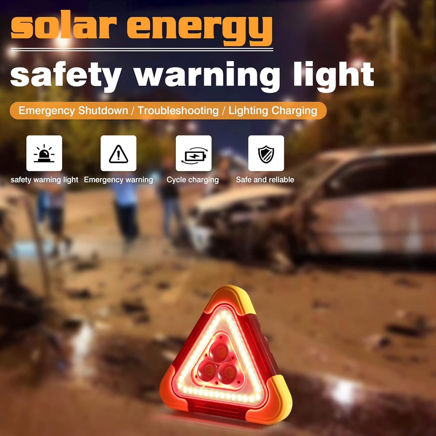 Solar LED Emergency Triangle – Safety Light for Vehicles