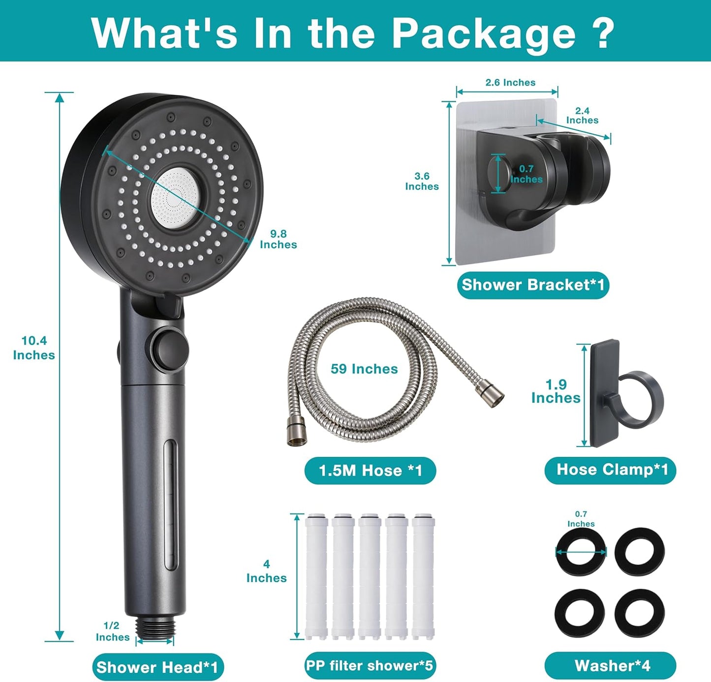 High Pressure Shower Head (5 Spray Modes)
