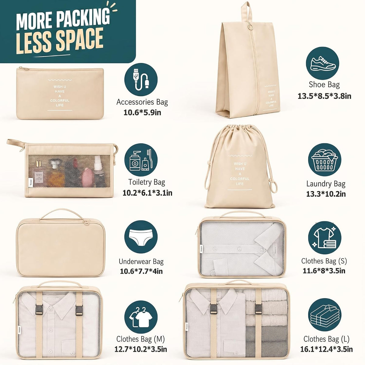 7 Pcs Travel Organizer Set