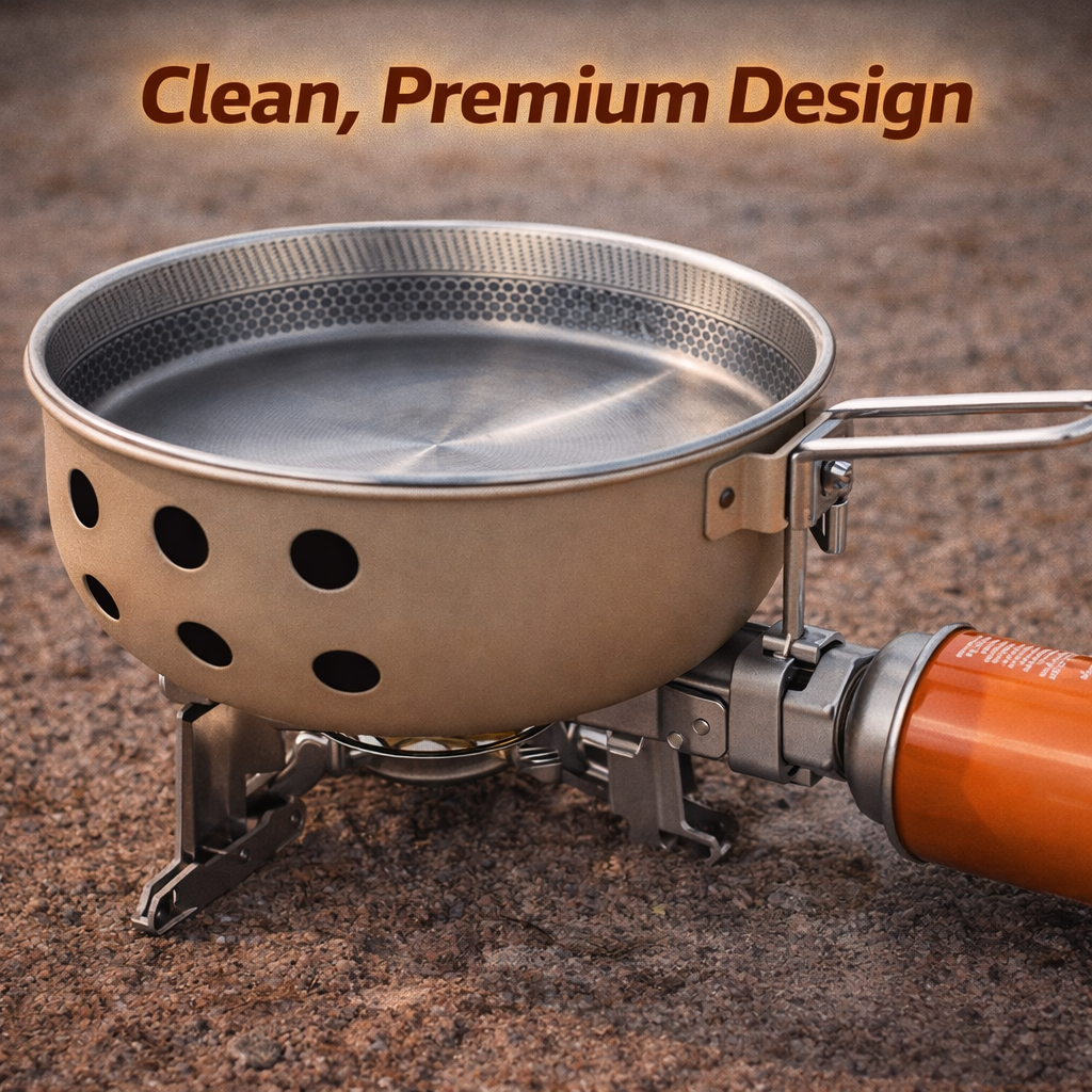 Foldable Travel Gas Stove with Built-in Frypan