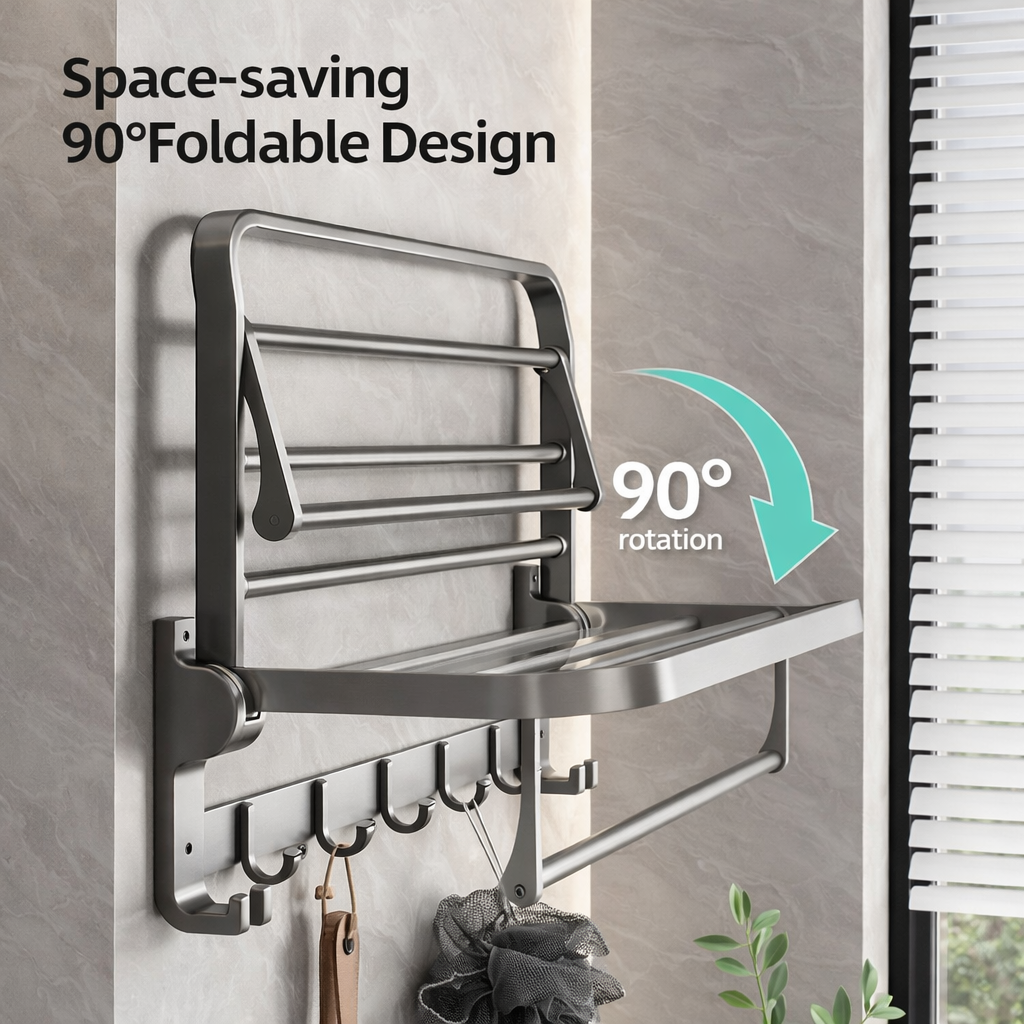 Wall Mounted Foldable Towel Rack