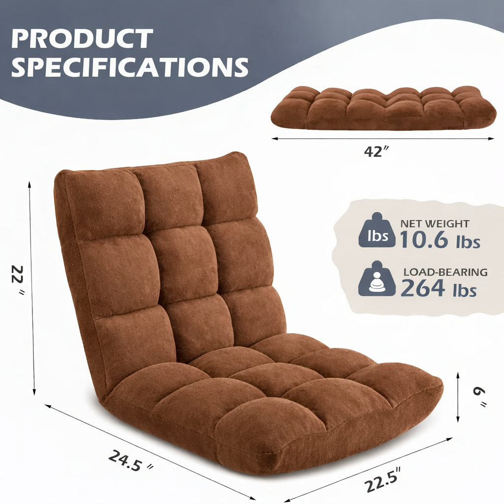 Ultra-Comfort 14-Level Adjustable Reclining Floor Sofa Chair