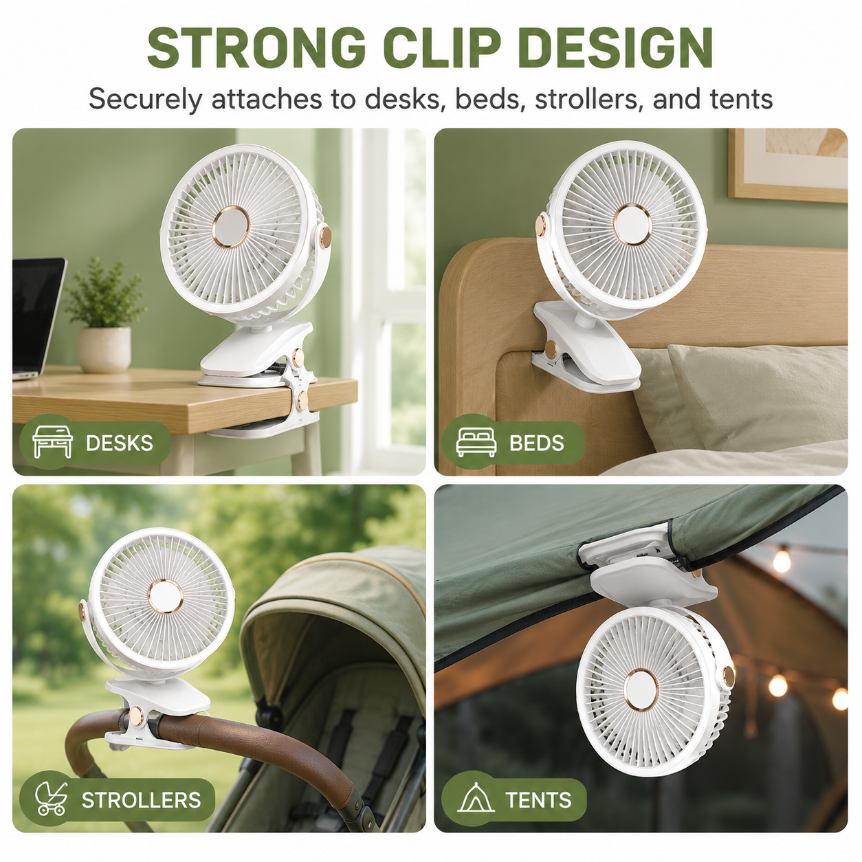 Wireless Portable Mini Clip Fan With Light