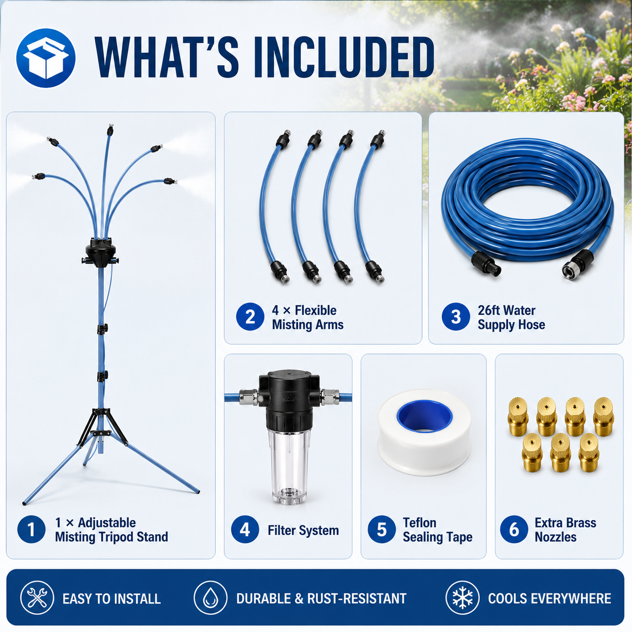 Portable Outdoor Cooling Misting Tripod Stand (Adjustable Height)