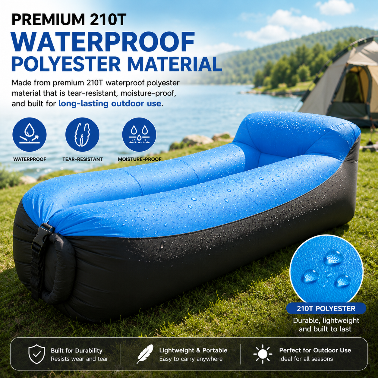 Inflatable Waterproof Air Sofa/Bed With Pump