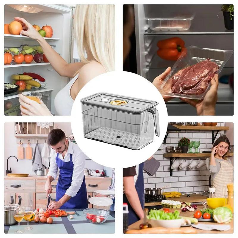 Clear Fridge Storage Box With Drain Tray
