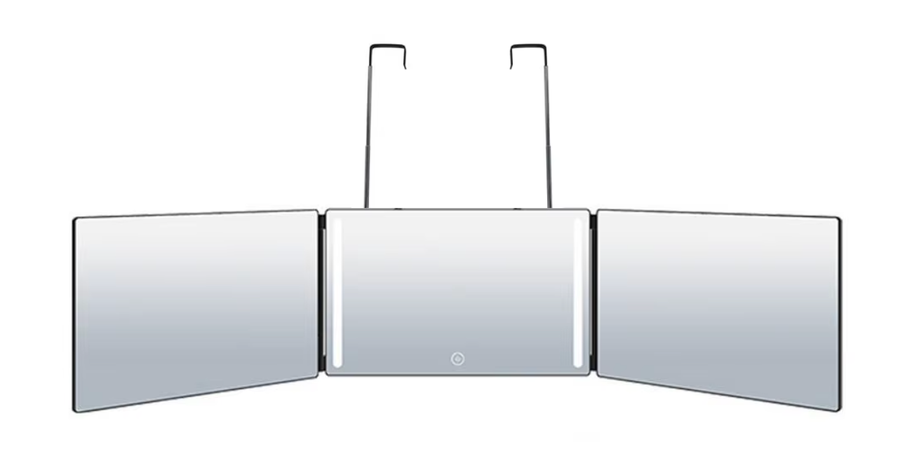 Trifold Adjustable Hanging Mirror With LED Light