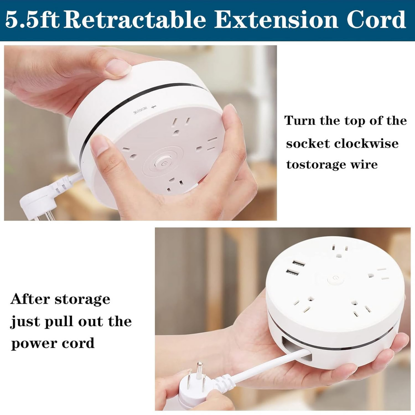 Multi-socket Plug With USB Night Light(4 Sockets + 2USB)