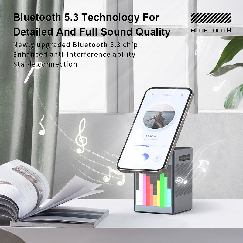 6-IN-1 MAGNETIC WIRELESS CHARGER WITH BLUETOOTH SPEAKER & ALARM CLOCK