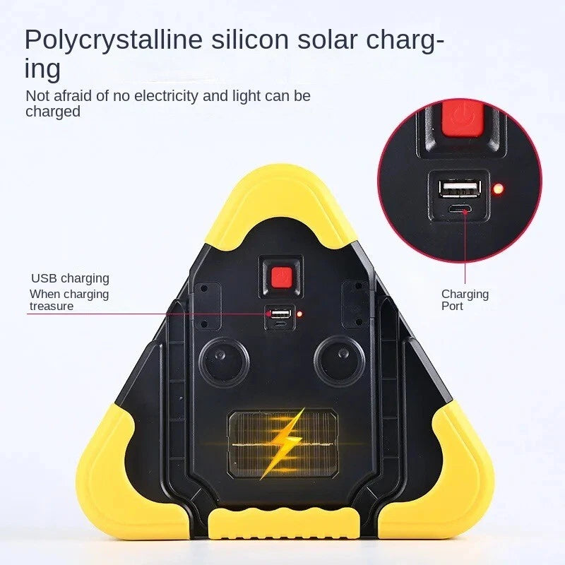 Solar LED Emergency Triangle – Safety Light for Vehicles