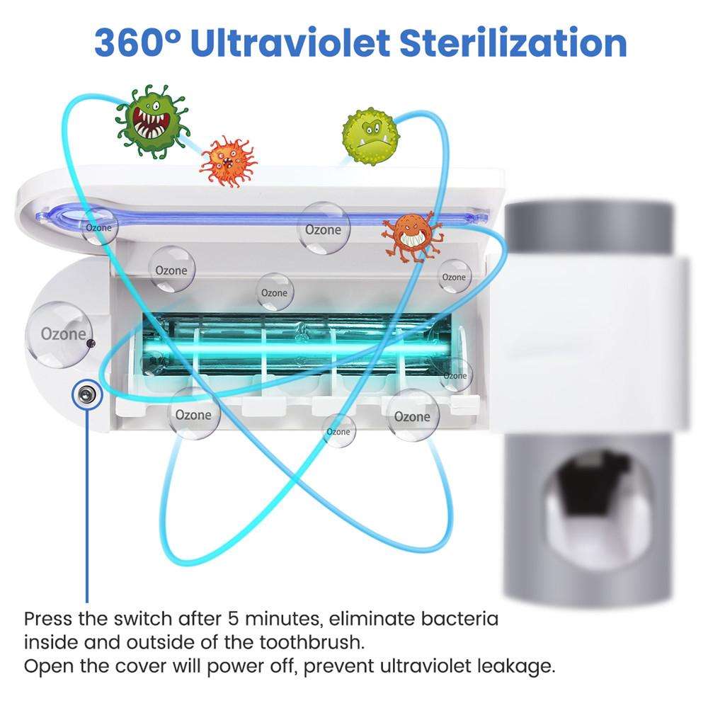 UV Toothbrush Holder With Toothpaste Dispenser