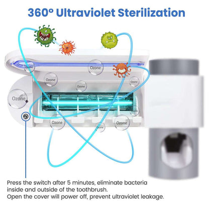 UV Toothbrush Holder With Toothpaste Dispenser