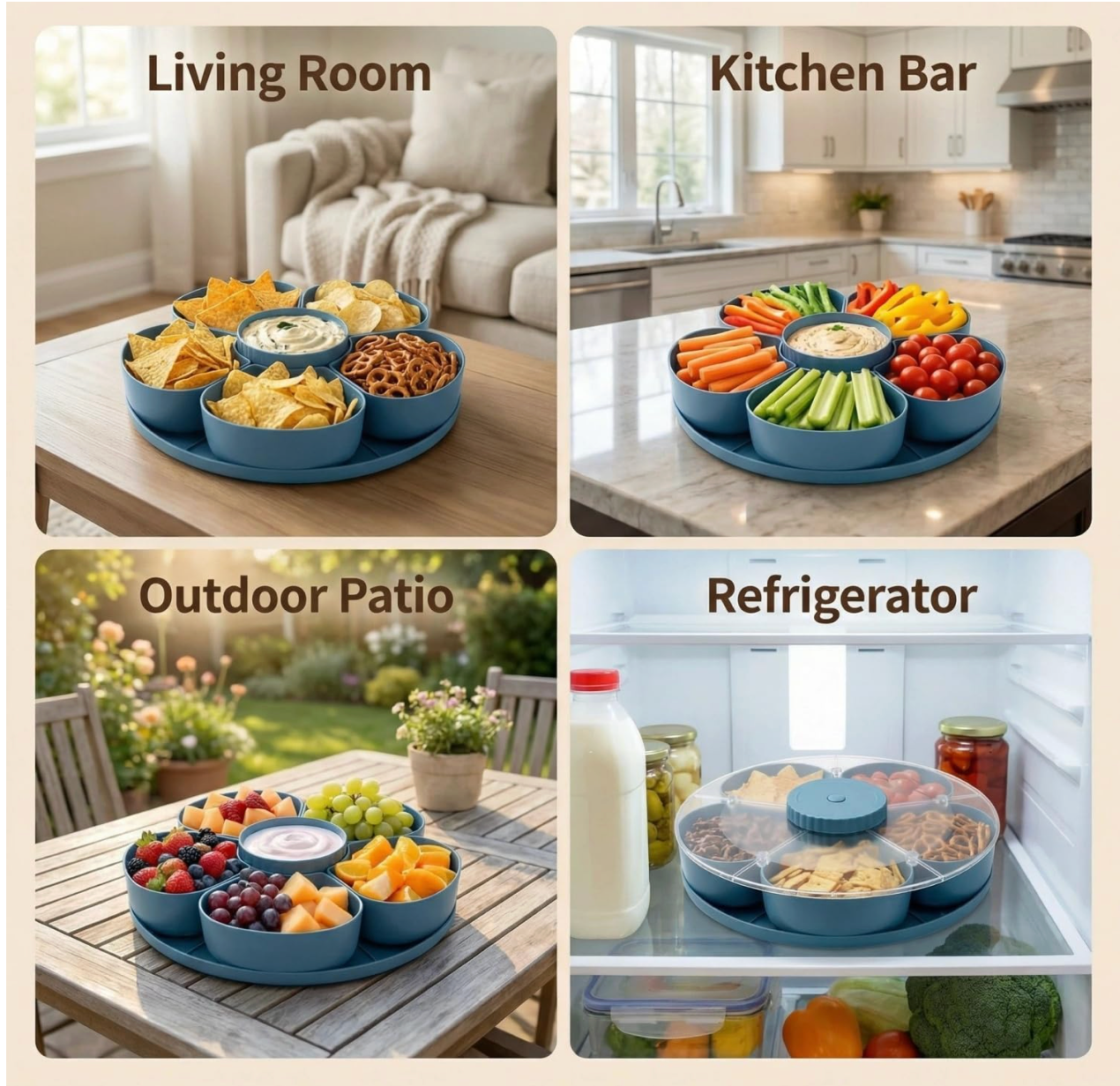 Divided Spin Snack Serving Tray