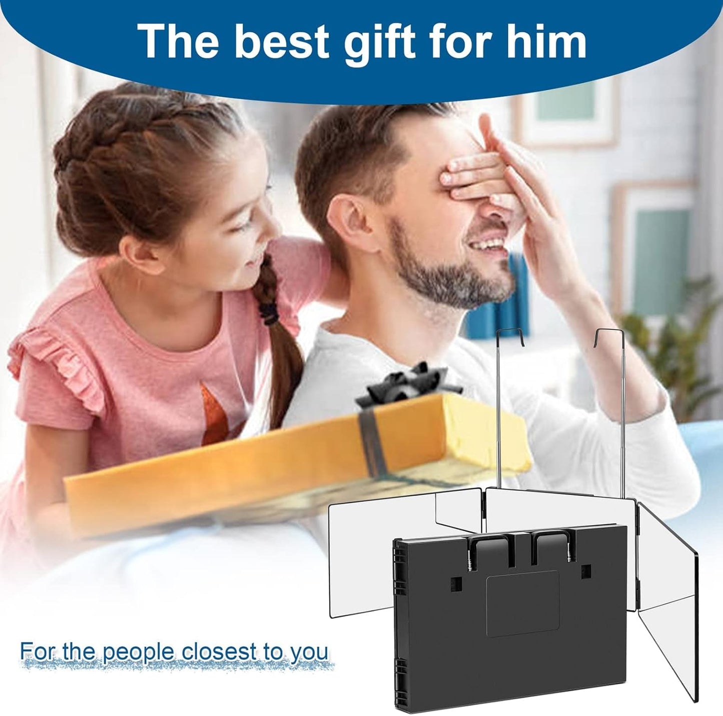 Trifold Adjustable Hanging Mirror With LED Light