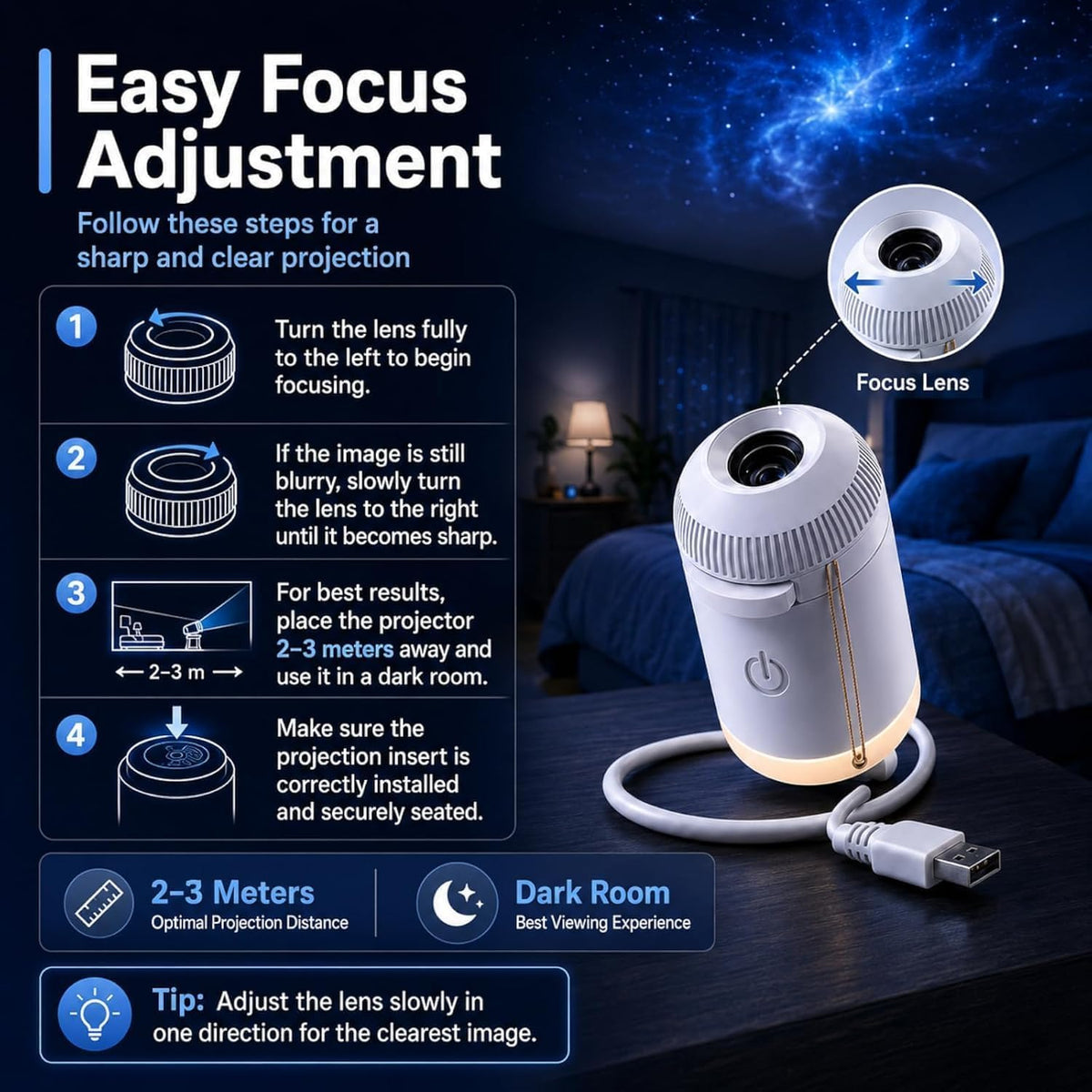 2 In 1 Mini Galaxy Projector (3 Films Included)