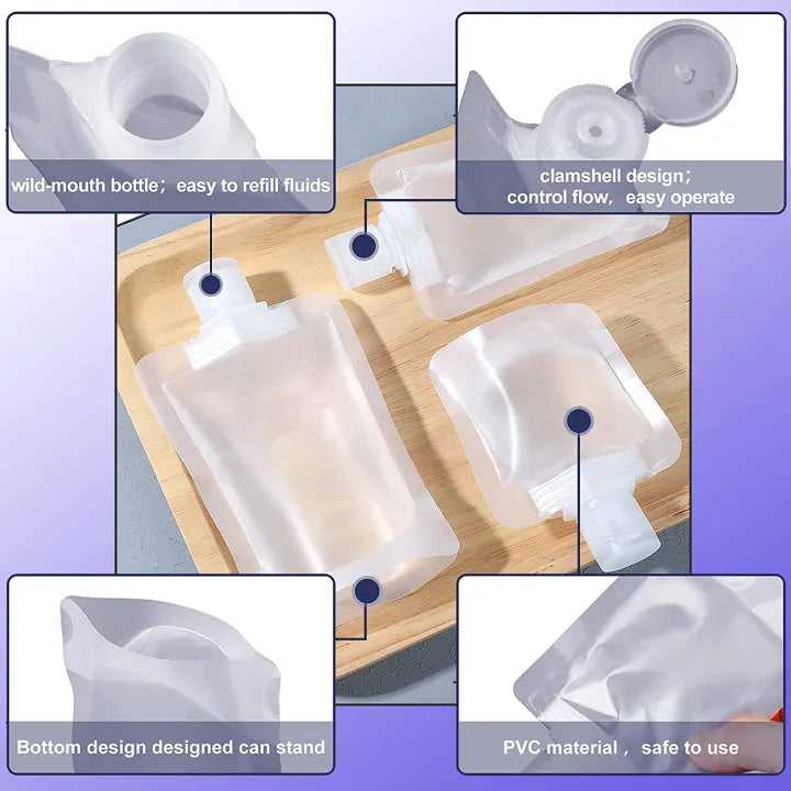 Squeeze & Refillable Leakproof Plastic Pouch Set