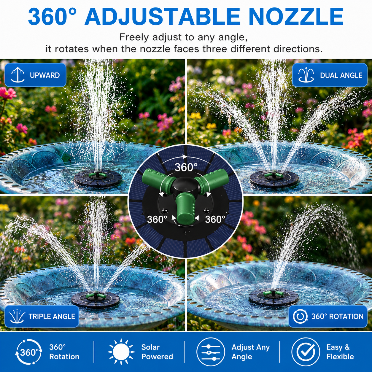 Portable Solar Pool Rotating Fountain With Light (7 colours)