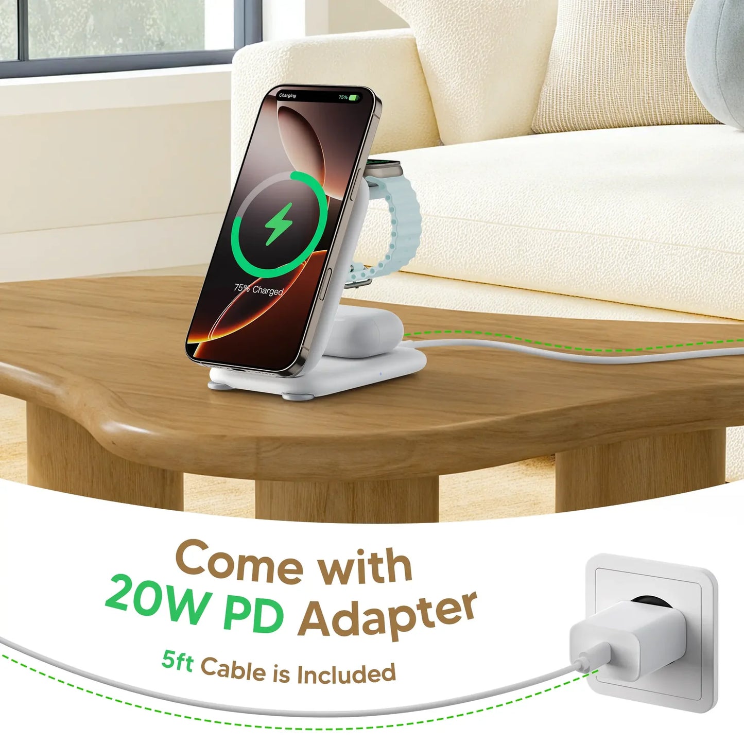 3 in 1 Suitcase Magnetic Wireless Charger