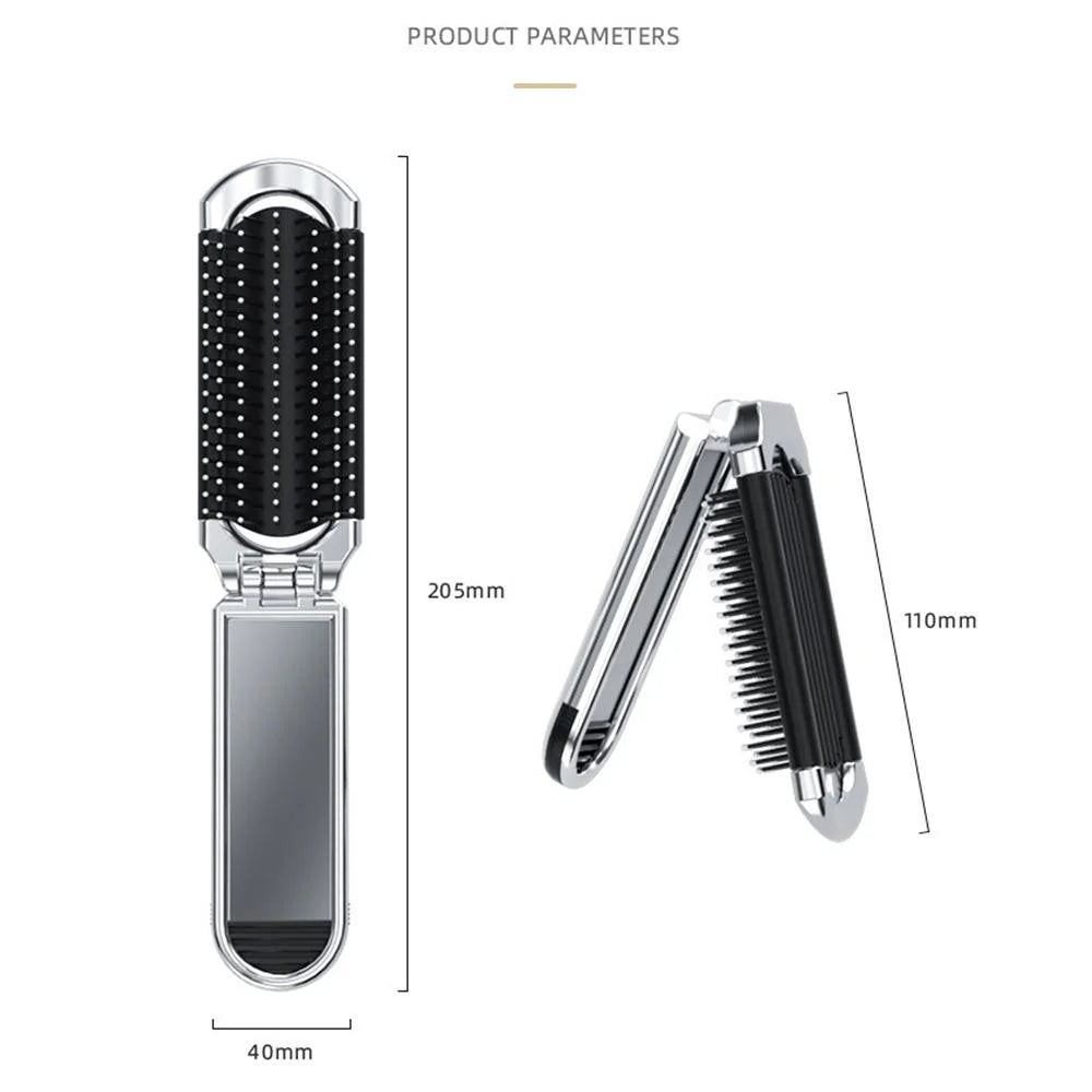 Foldable Hair Brush with Mirror
