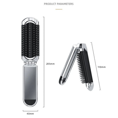 Foldable Hair Brush with Mirror