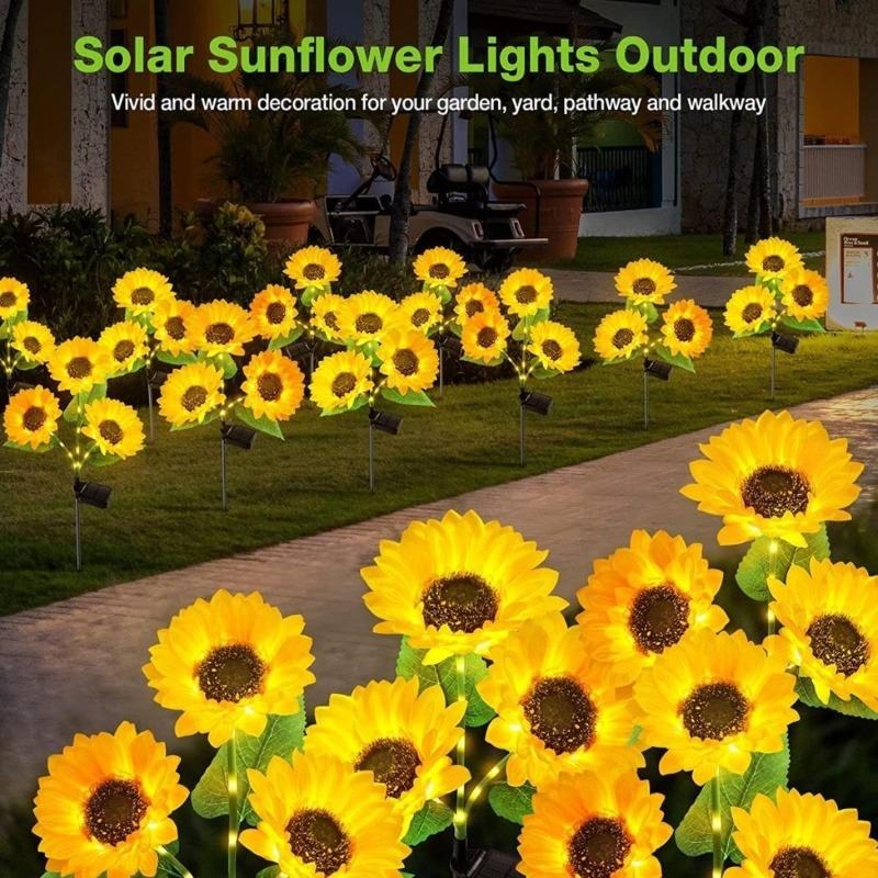 Waterproof Solar Sunflower Garden Lights (Pack Of 2)