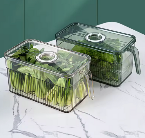 Clear Fridge Storage Box With Drain Tray