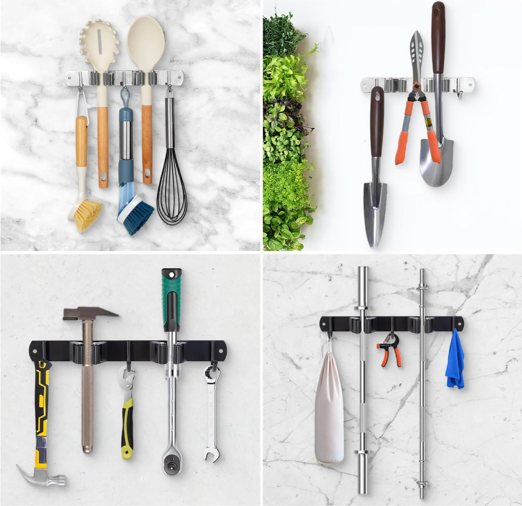 Wall Mounted Stainless Steel Mop Broom Holder