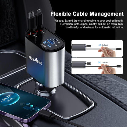 Premium 4-in-1 Retractable Car Charger