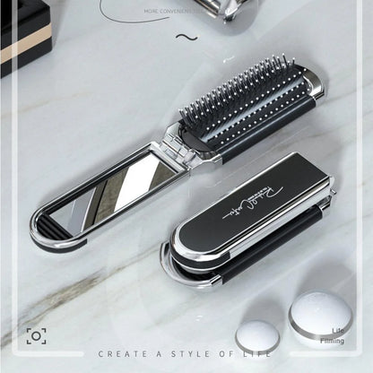 Foldable Hair Brush with Mirror