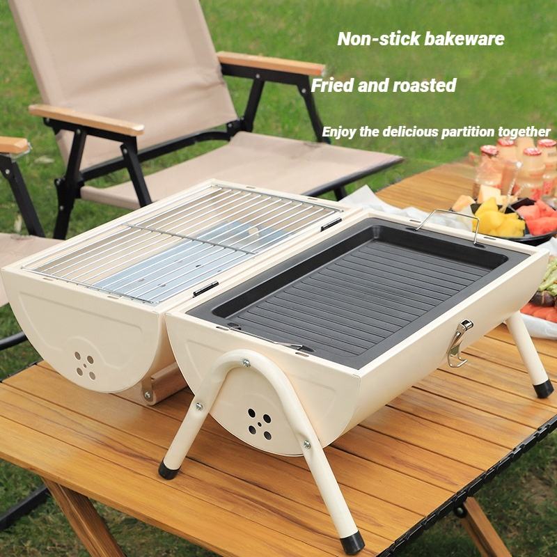 Portable Folding Dual-Sided Charcoal BBQ Grill