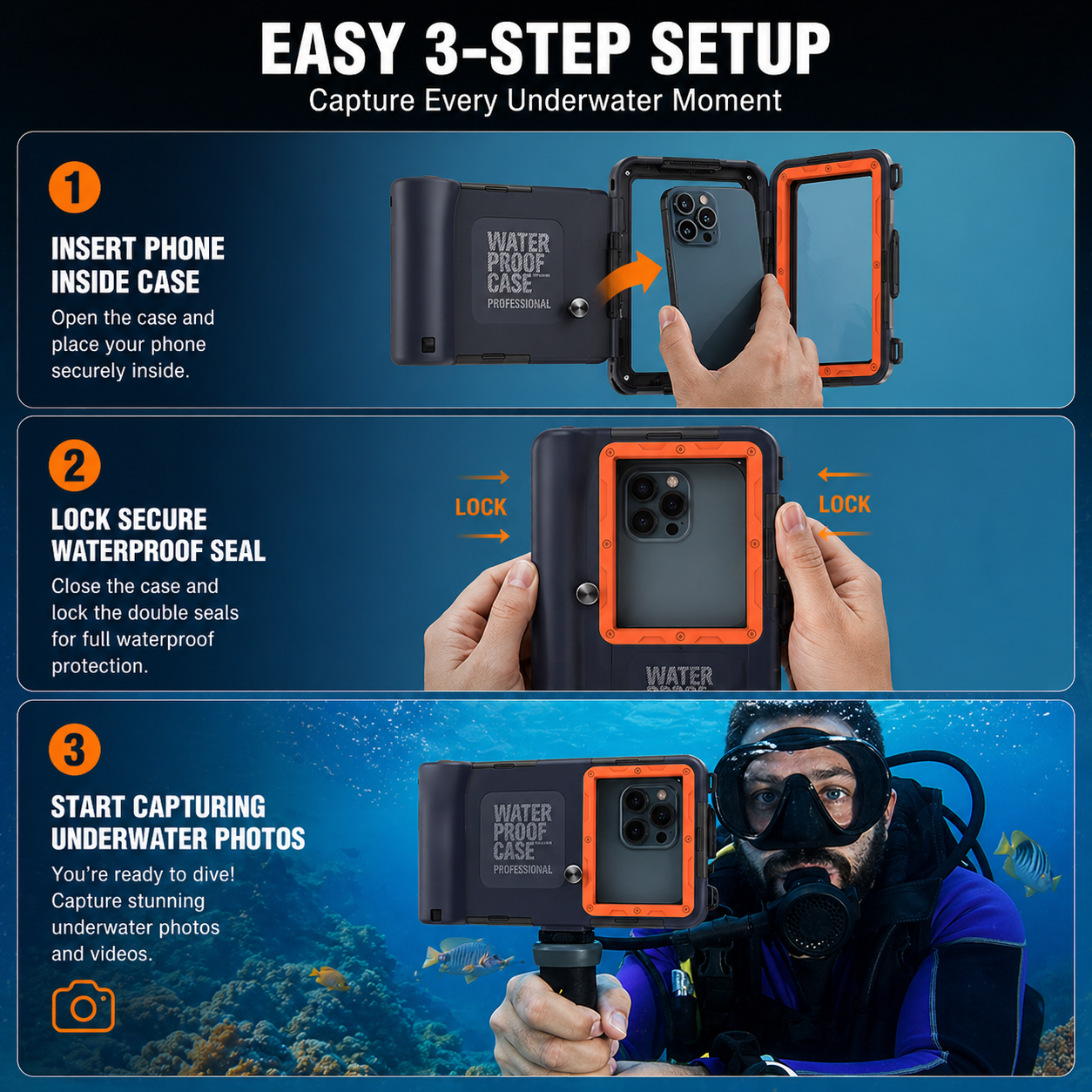 Universal Waterproof Mobile Case for Diving & Swimming