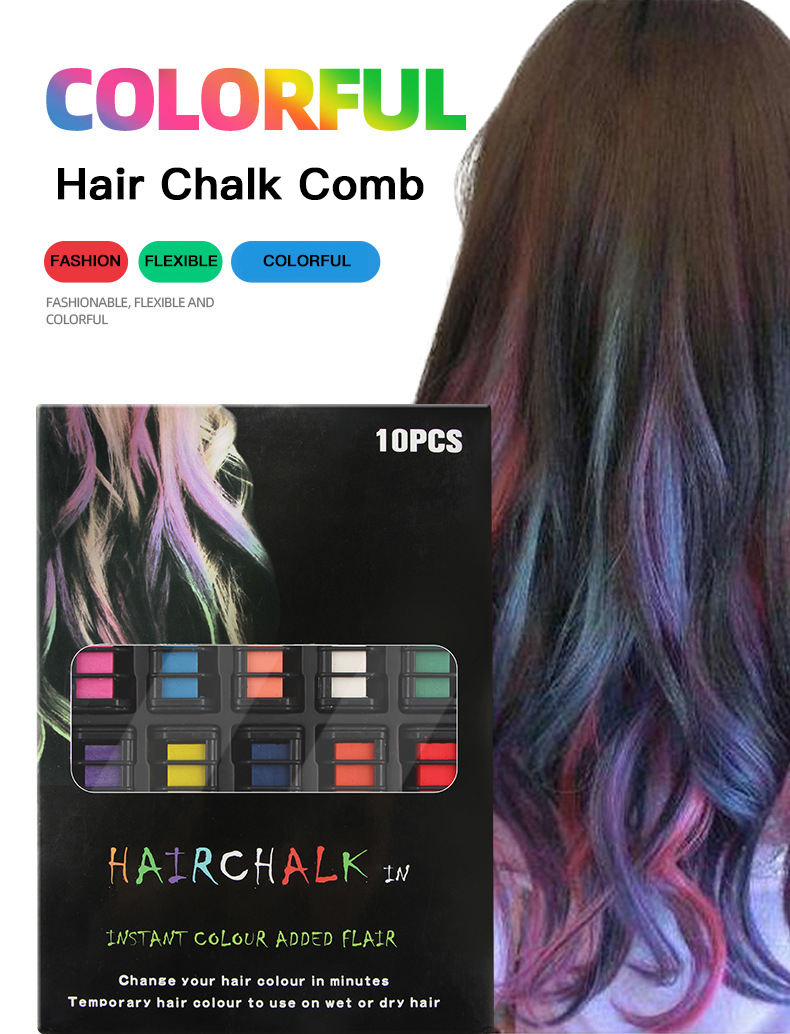 Washable 6 Colours Hair Chalk Comb Kit