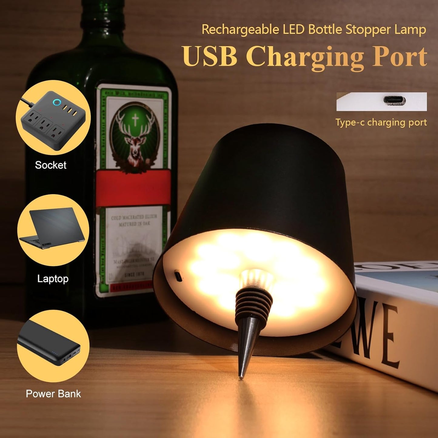 Metal Wireless Bottle Lamp (Pack Of 4)