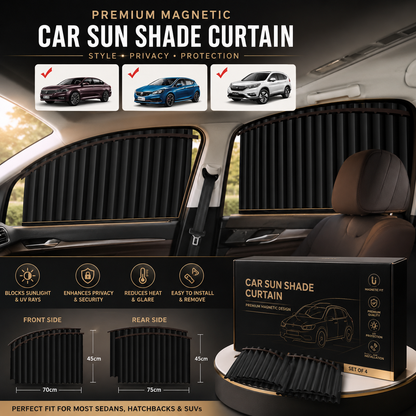 Magnetic Car Sun Shade Curtain (Set of 4)