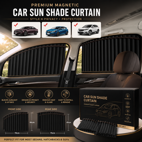 Magnetic Car Sun Shade Curtain (Set of 4)
