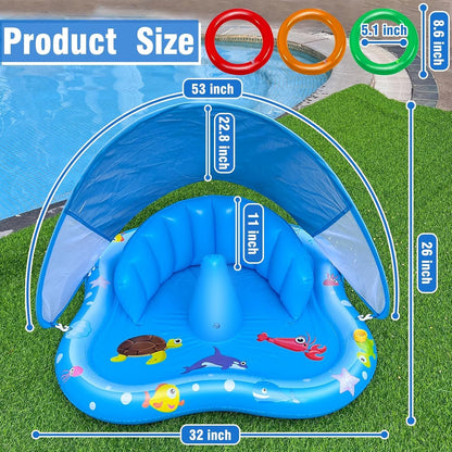 Inflatable Baby Pool With Canopy & Sprinkler