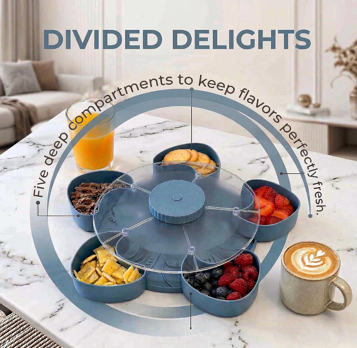 Divided Spin Snack Serving Tray