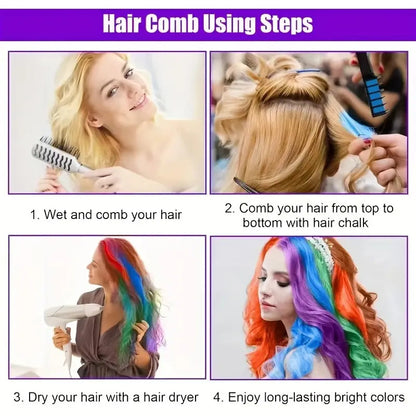 Washable 6 Colours Hair Chalk Comb Kit