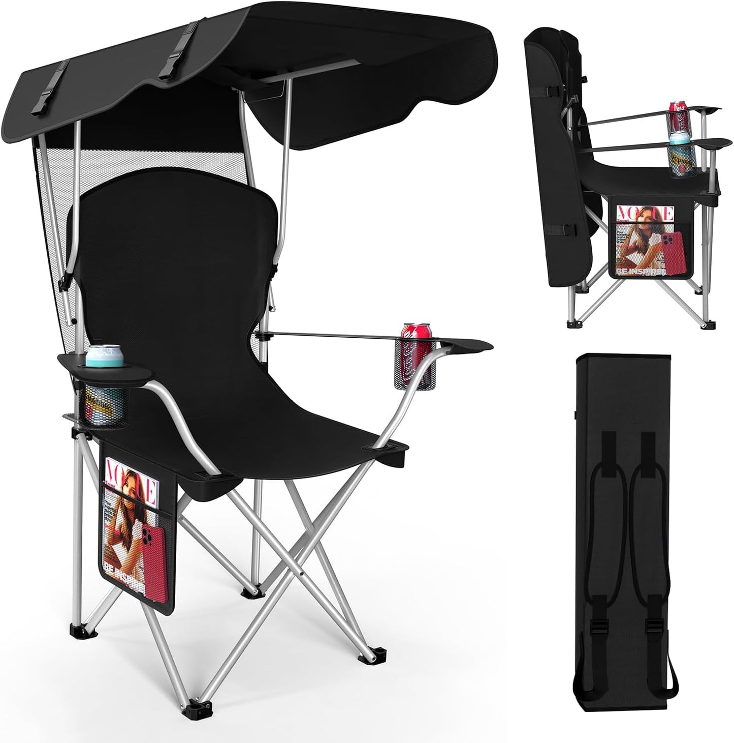 Folding Canopy Camping Chair With Sun Shade