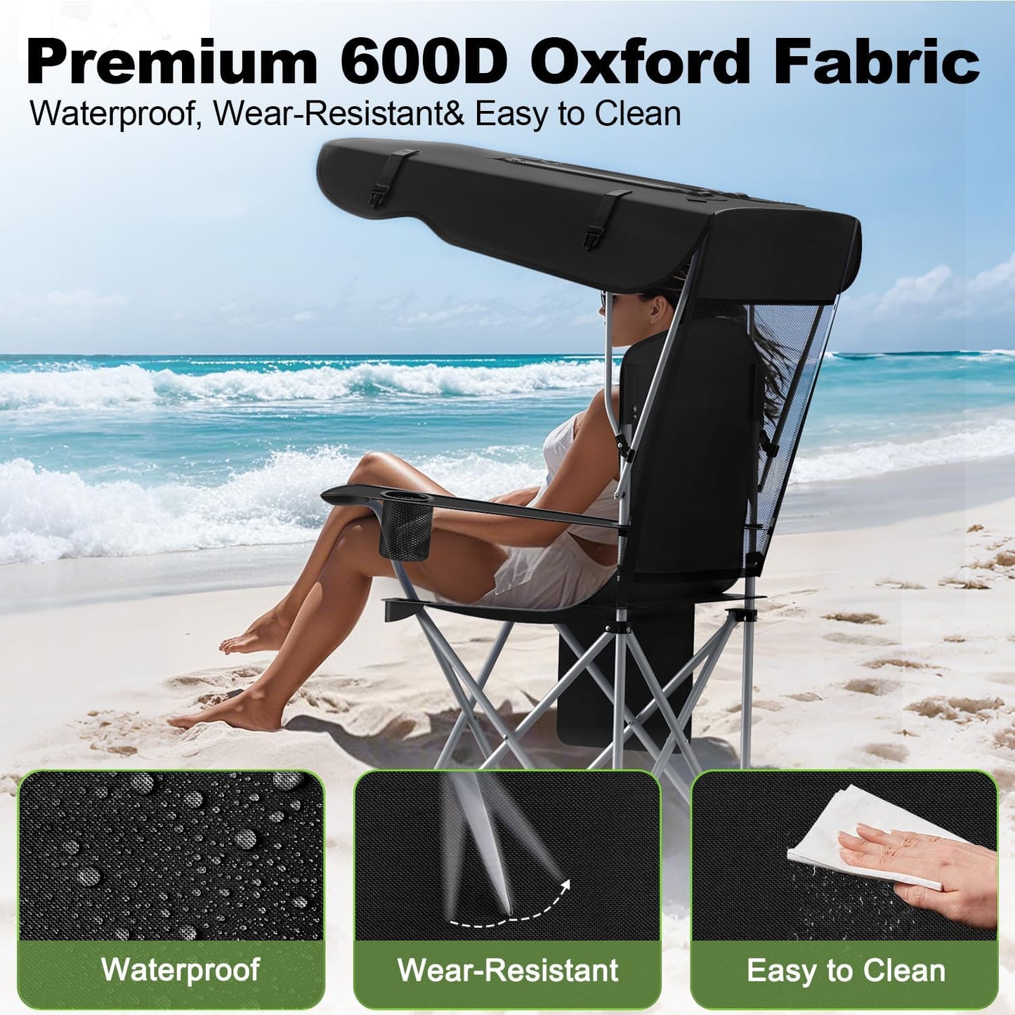 Folding Canopy Camping Chair With Sun Shade