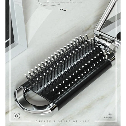 Foldable Hair Brush with Mirror