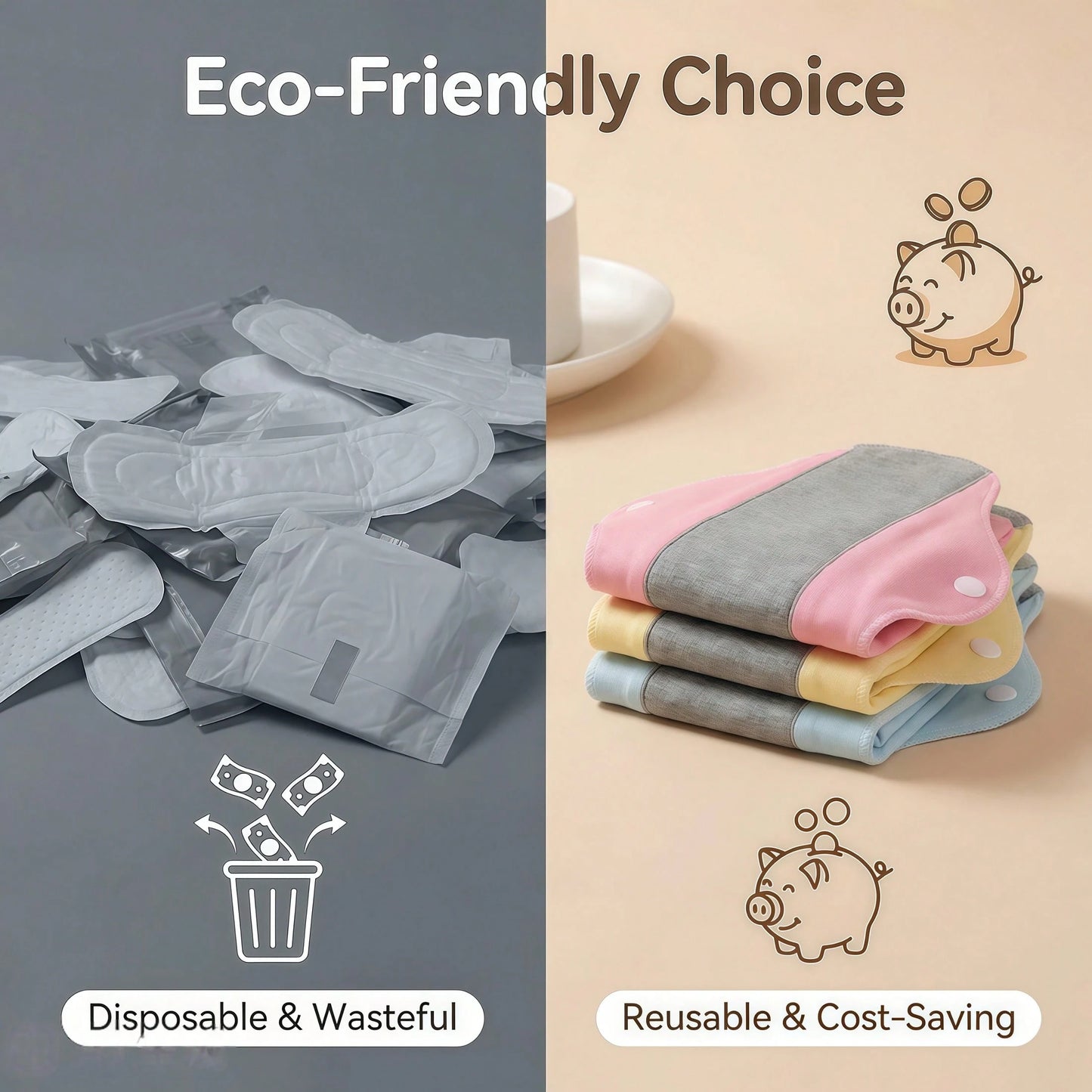 Reusable Rash Free Cotton Menstrual Pads (L)