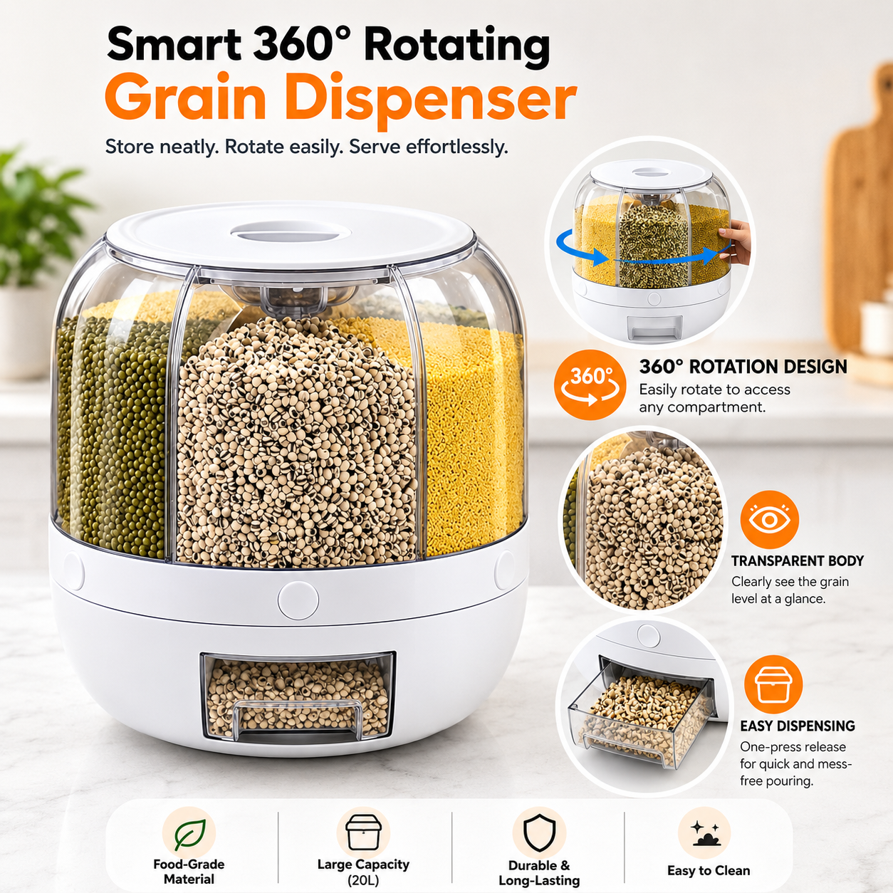 6 Grid Dry Food Storage Box