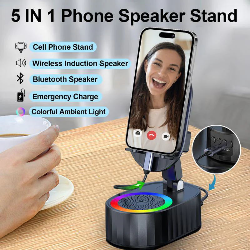 5-in-1 Phone Holder with Bluetooth Speaker