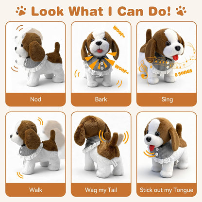 Interactive Plush Puppy Toy- Walks, Barks, Shake Tail